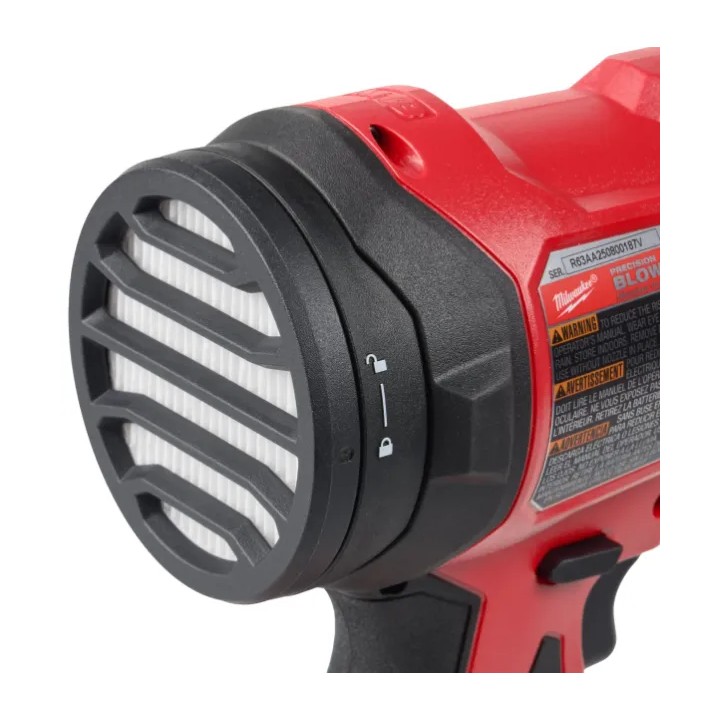 Milwaukee mini soffiatore con pacco batteria M18 montato