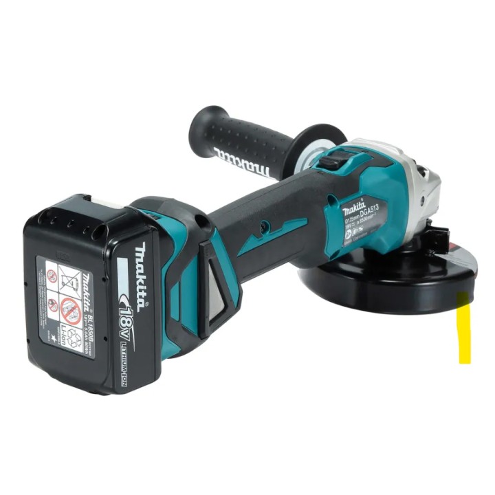 Meuleuse Makita DGA513RTJ avec disque 125 mm monté, vue de dessus
