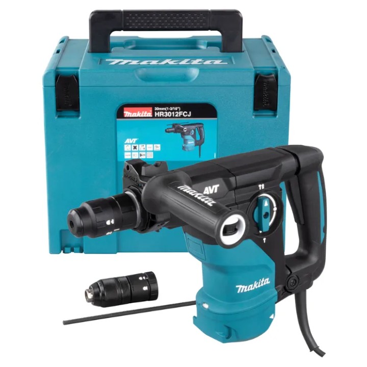 Makita HR3012FCJ prospettiva completa con misure 386x98x242 mm