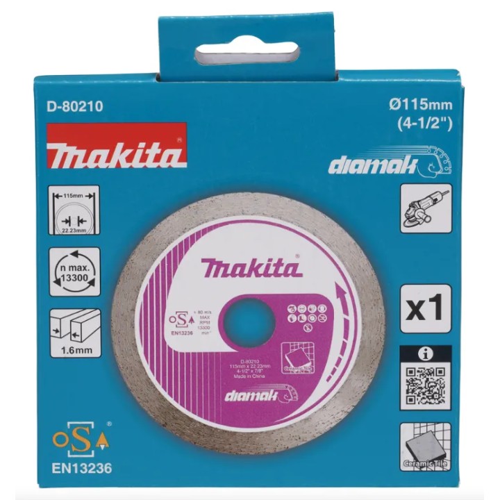 Disco diamantato 115 mm con foro 22,23 mm montato su blister retail
