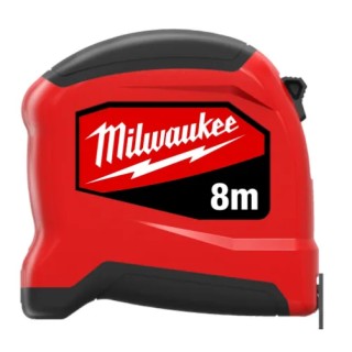 Mètre ruban MILWAUKEE SLIM Gen II 8 m boîtier noir et rouge