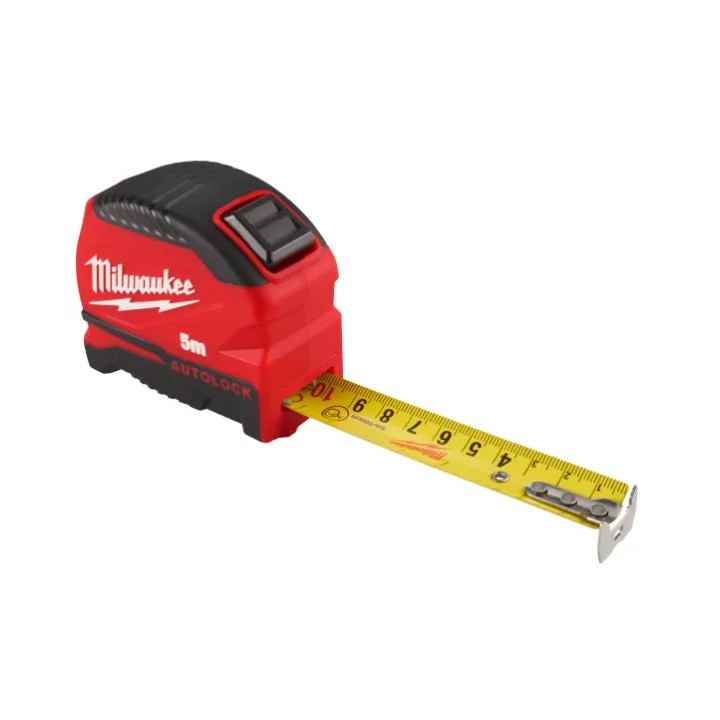 Dettaglio lama e gancio del flessometro MILWAUKEE AUTOLOCK 5 m