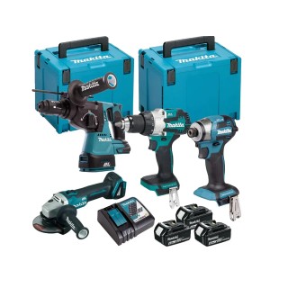Kit MAKITA DLX4195JX1 avec quatre outils et coffrets Makpac empilés