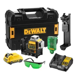 Laser Dewalt 3 lignes 360° XR Lithium 10,8 V 2,0 Ah, faisceau vert