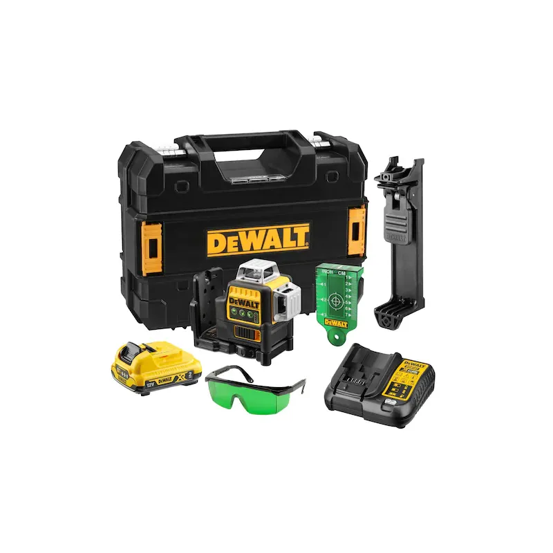 Laser Dewalt 3 lignes 360° XR Lithium 10,8 V 2,0 Ah, faisceau vert