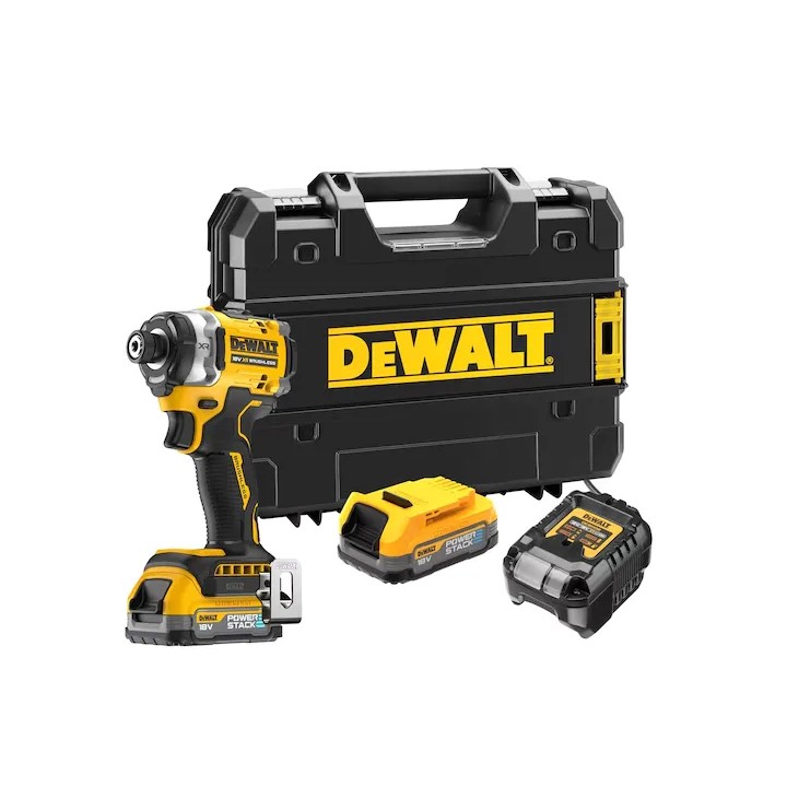 DEWALT DCF860E2T-QW con vista dall'alto sull'impugnatura e corpo utensile
