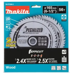 Lame Makita Efficut T.C.T., 165 x 20 mm, 56 dents