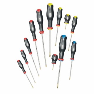 Jeu de 12 tournevis Usag pour vis à fente, Phillips® et Pozidriv® - SUPADRIV®