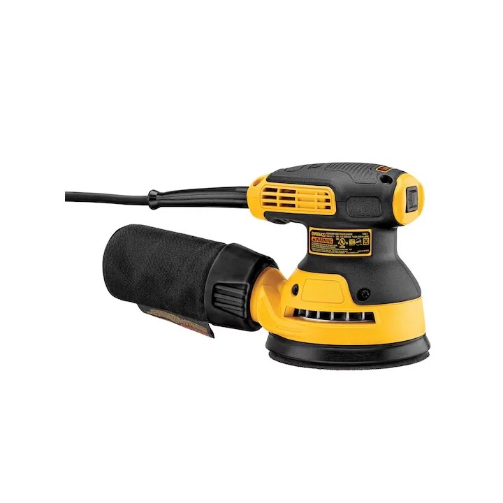 DEWALT DWE6423-QS dettaglio base da 125 mm e fissaggio velcro