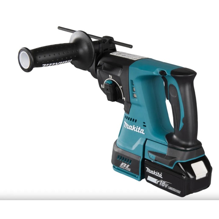 Makita DHR243RTJ vista laterale con impugnatura laterale montata