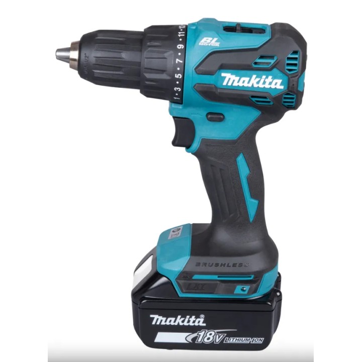 Makita DHP490RFX3 détail du mandrin sans clé 1,5–13 mm